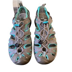 Keen Aqua Grey Whisper Sport Sandals Hiking Waterproof Adjustable Shoes Size 7.5